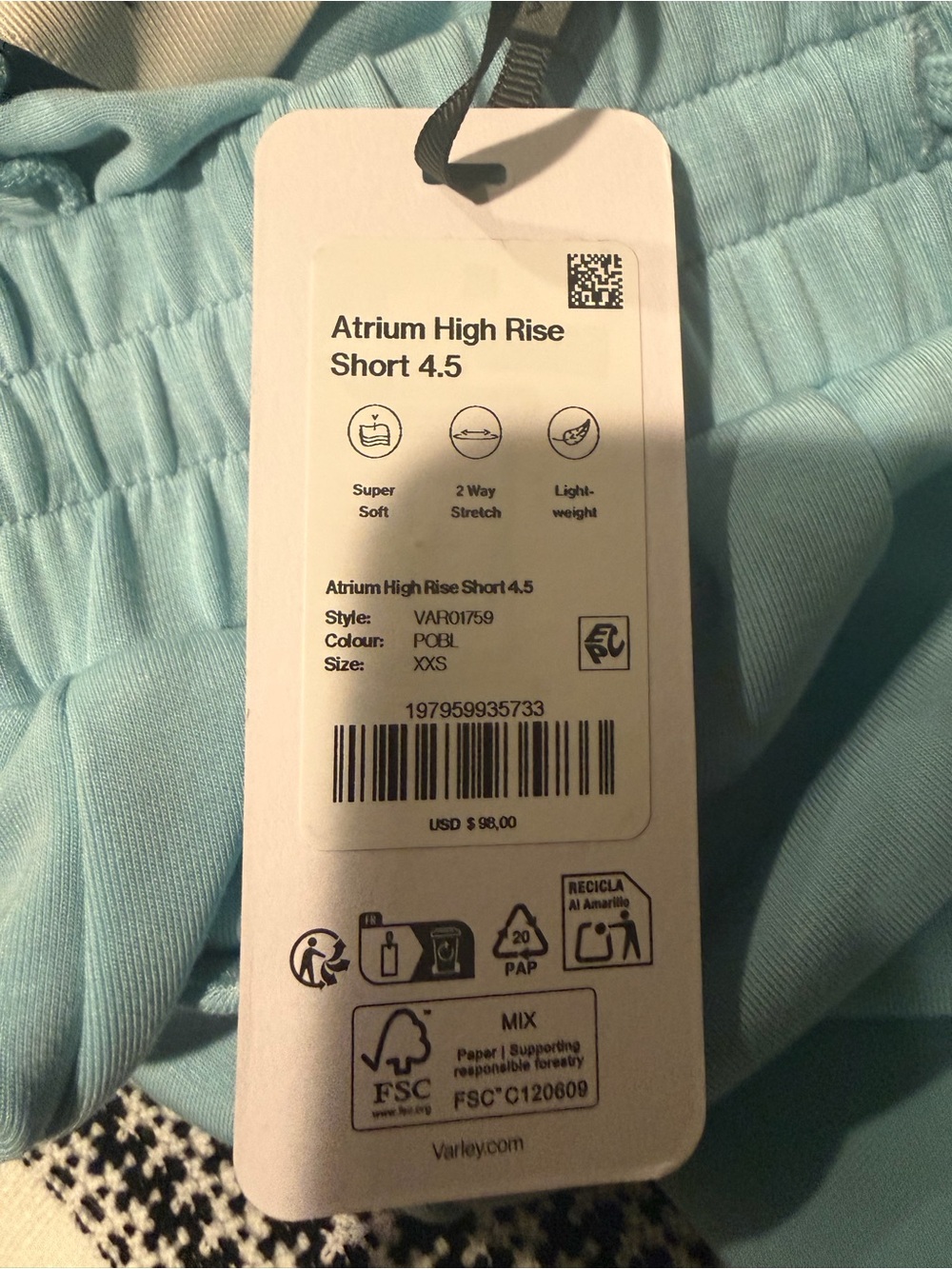 Varley atrium high rise short 4.5” porcelain blue - Picture 3 of 3